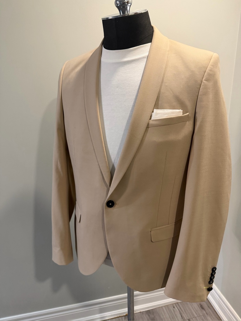 Twisted Tailor Men’s Cream Blazer Jacket Slim Fit Shawl Lapel smart formal